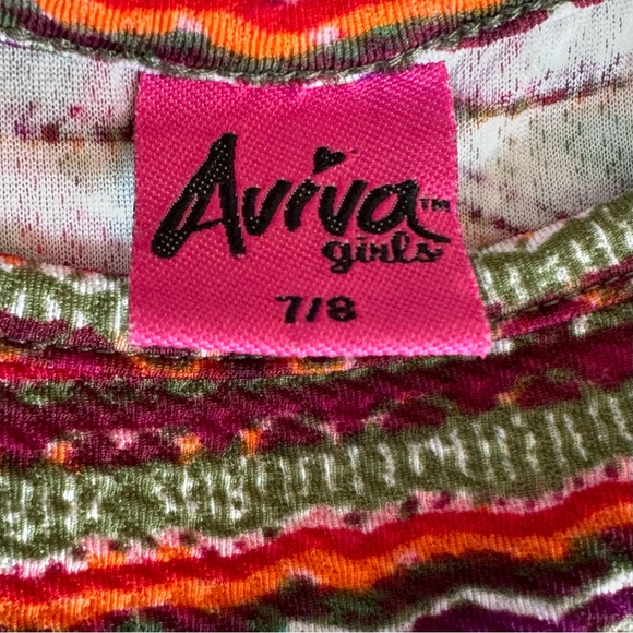 Aviva Girls Aztec Print 3/4 Sleeve Polyester Spandex Blend A-line Dress Size 7/8 - Picture 7 of 9